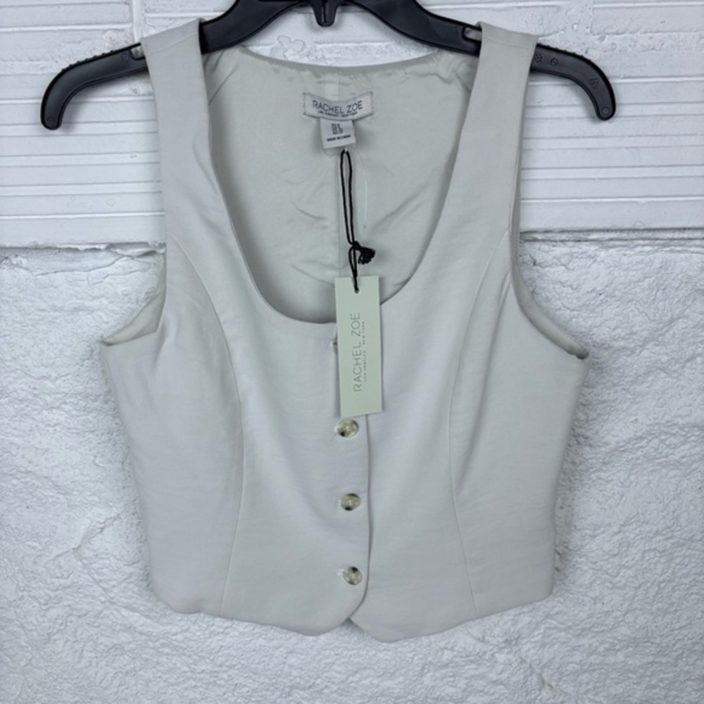 NWT Rachel Zoe cream cropped button up vest size 8